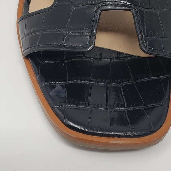 Steven New York Harlien Croc Embossed Black Slide Sandals Size 8 - Picture 10 of 10